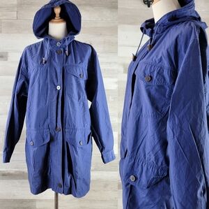 Vintage Eddie Bauer Indigo Hooded Rain/ Wind Jacket Women’s Size Medium